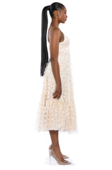 MARIPOSA SLEEVELESS APPLIQUE MIDI DRESS