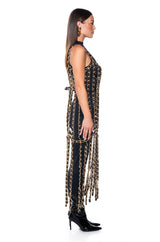 MARLOWE ALL OVER CHAIN MAXI DRESS