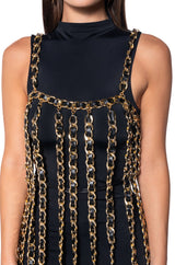 MARLOWE ALL OVER CHAIN MAXI DRESS