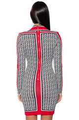 MAZEY PRINTED LONG SLEEVE MINI DRESS