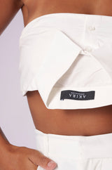 MEANT FOR BUSINESS COLLARED POPLIN BRA TOP