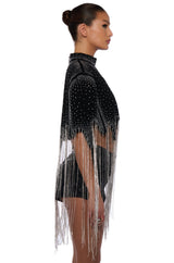 MEET IN THE LIGHT RHINESTONE FRINGE CROPPED CAPE