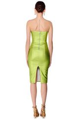 MEET ME IN THE METALLICS MIDI DRESS IN LIME