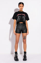 MEGA EMBELLISHED OPEN BACK CROP TSHIRT