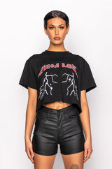 MEGA EMBELLISHED OPEN BACK CROP TSHIRT