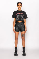MEGA EMBELLISHED OPEN BACK CROP TSHIRT