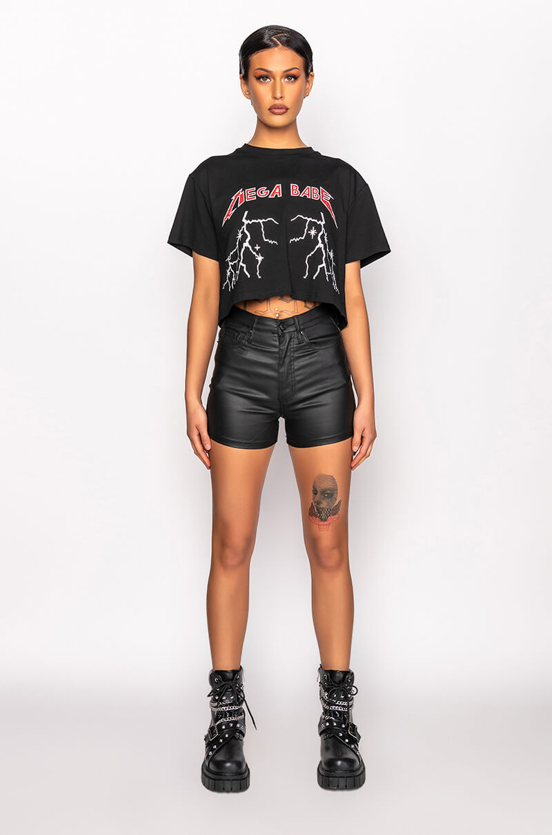 MEGA EMBELLISHED OPEN BACK CROP TSHIRT
