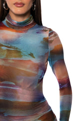 MEL PRINTED OPEN BACK MIDI DRESS