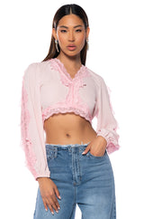 MELODY WEAR IT TWO WAY LACE TRIM BLOUSE