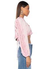 MELODY WEAR IT TWO WAY LACE TRIM BLOUSE