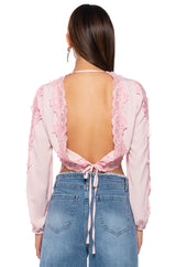 MELODY WEAR IT TWO WAY LACE TRIM BLOUSE