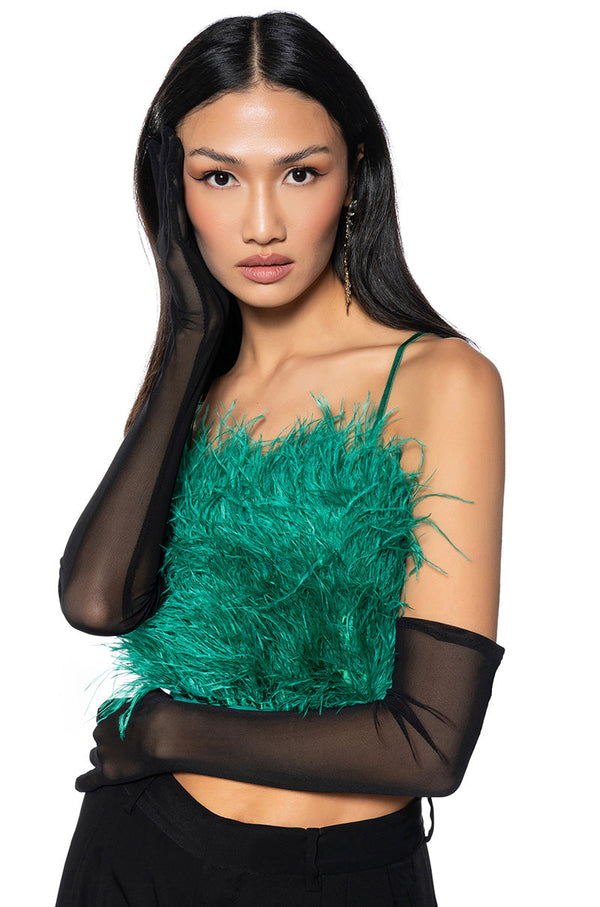 MESH LONG EVENING GLOVE IN BLACK