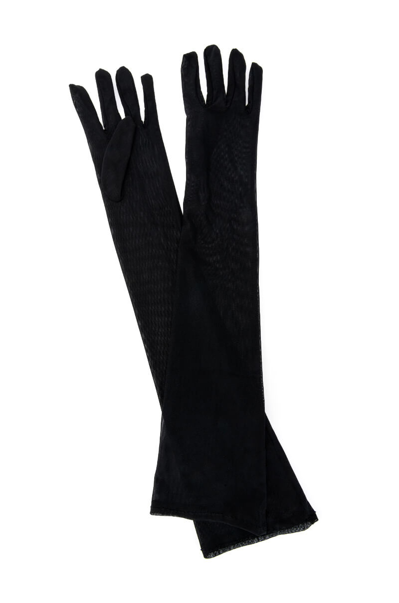 MESH LONG EVENING GLOVE IN BLACK