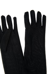 MESH LONG EVENING GLOVE IN BLACK