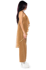 MESH SYMETRICAL HIGH LOW SLEEVELESS BLOUSE