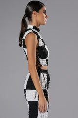 MET YOU SAN FRANCISCO COLORBLOCK SLEEVELESS PUFF CROP TOP