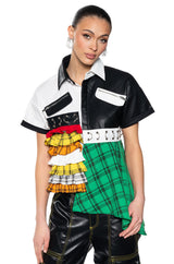 MET YOUR MATCH POPLIN BUTTON DOWN DRAMATIC SHIRT