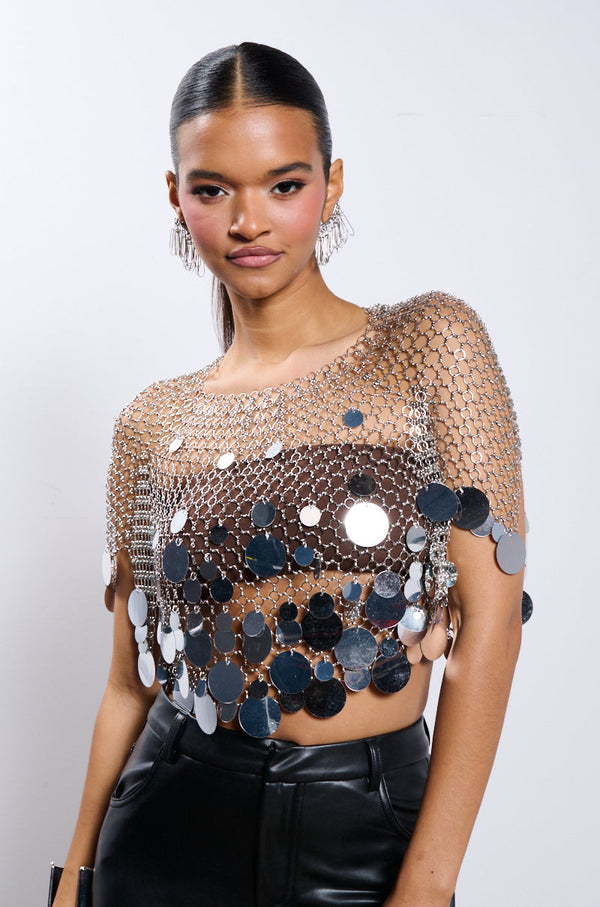 METALLIC SEQUIN CHAIN METAL TOP