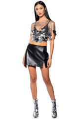 METALLIC SEQUIN CHAIN METAL TOP