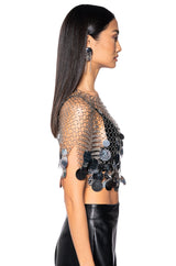 METALLIC SEQUIN CHAIN METAL TOP