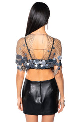 METALLIC SEQUIN CHAIN METAL TOP