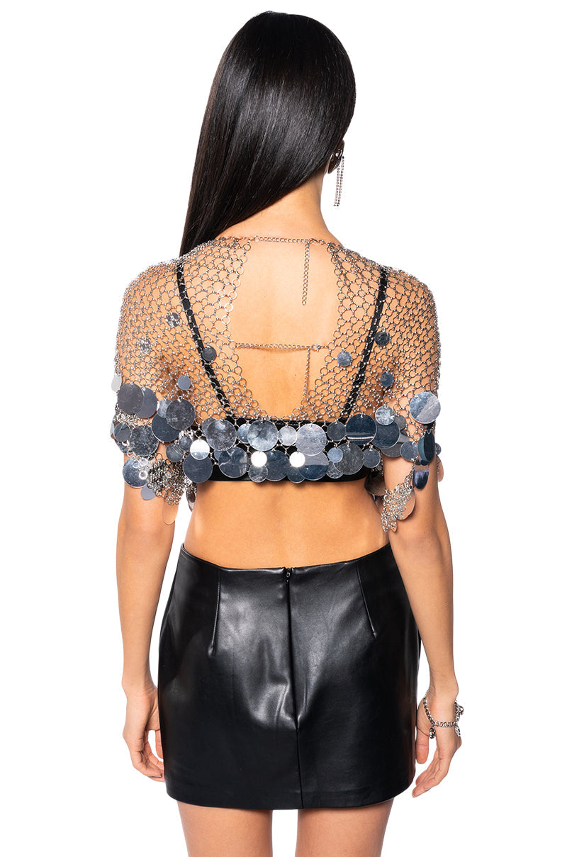 METALLIC SEQUIN CHAIN METAL TOP