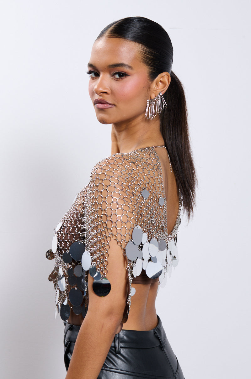 METALLIC SEQUIN CHAIN METAL TOP