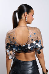 METALLIC SEQUIN CHAIN METAL TOP