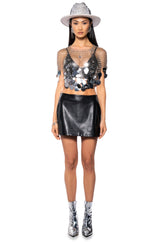 METALLIC SEQUIN CHAIN METAL TOP