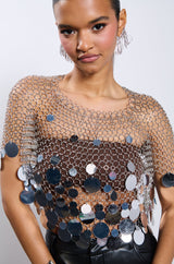 METALLIC SEQUIN CHAIN METAL TOP