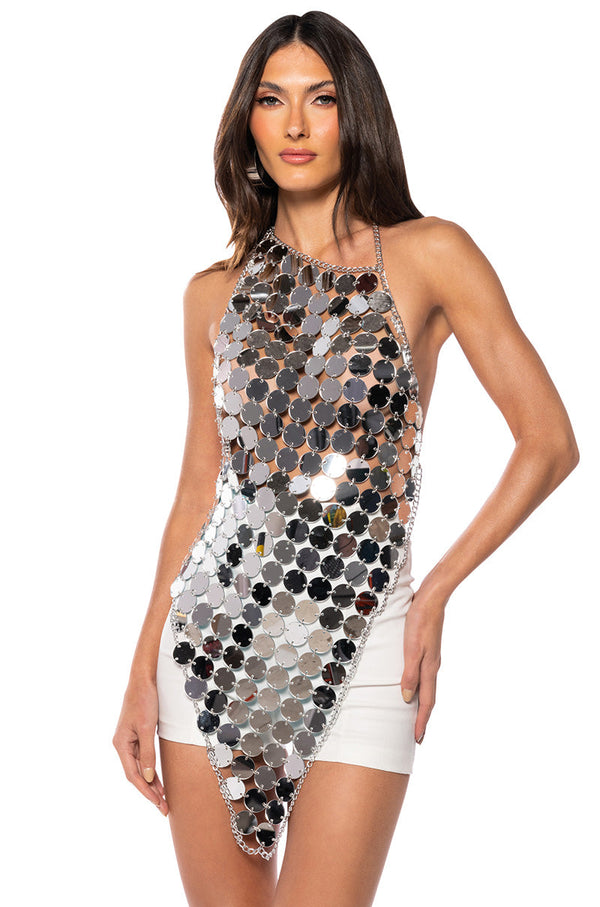 MICAH ASYMMETRICAL MIRROR TOP