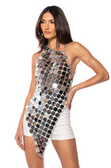 MICAH ASYMMETRICAL MIRROR TOP