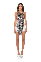 MICAH ASYMMETRICAL MIRROR TOP