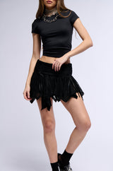 MICAH FLOUNCE MINI SKIRT IN BLACK