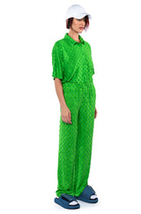 MICHELLE TERRY CHECKER TEXTURED BUTTON POLO SHIRT