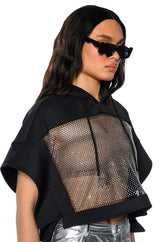 MIDNIGHT CALLS CROPPED HOODIE