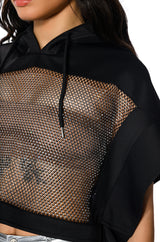 MIDNIGHT CALLS CROPPED HOODIE