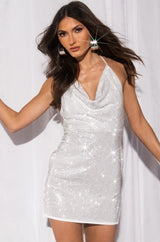 MIDNIGHT MAGIC RHINESTONE MINI DRESS