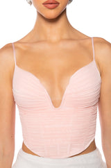 MIDNIGHT RUCHED MESH CORSET