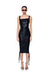 EYES ON ME LACE UP MIDI DRESS