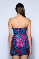 MIDNIGHT SPECIAL SEQUIN DETAILED MINI DRESS