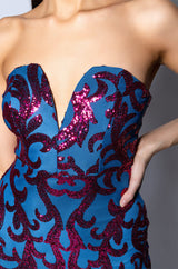 MIDNIGHT SPECIAL SEQUIN DETAILED MINI DRESS
