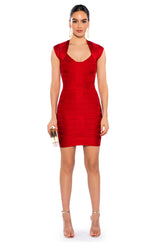 MILA CAP SLEEVE SOFT BANDAGE MINI DRESS