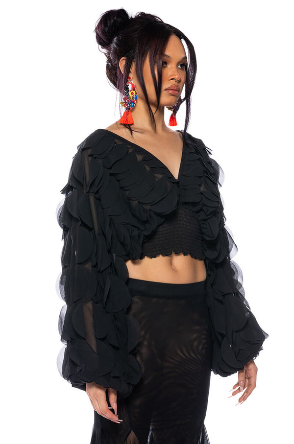 MILANIA LAYERED CHIFFON DEEP V BLOUSE