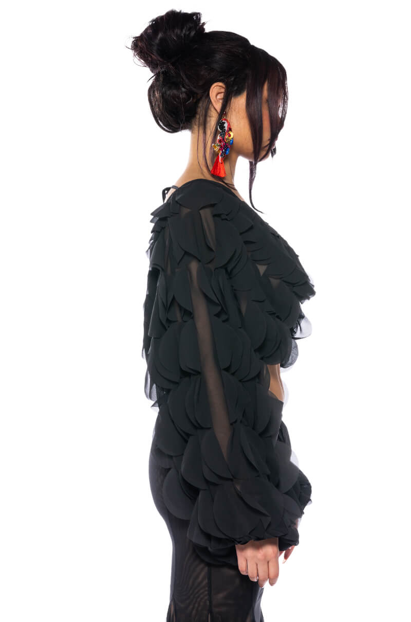 MILANIA LAYERED CHIFFON DEEP V BLOUSE