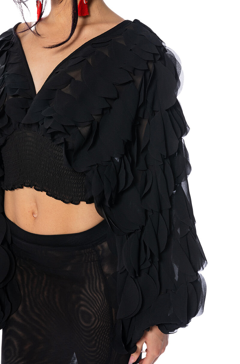 MILANIA LAYERED CHIFFON DEEP V BLOUSE