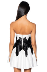 MINA STRAPLESS PLEATED MINI DRESS