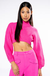 MIRIAM BALLOON SLEEVE CROP SWEATER