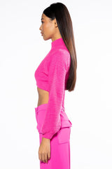 MIRIAM BALLOON SLEEVE CROP SWEATER