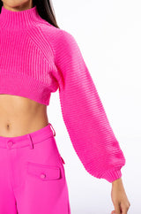MIRIAM BALLOON SLEEVE CROP SWEATER